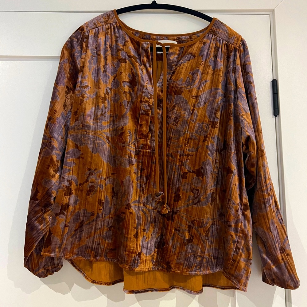 Anthropologie Velvet Top Size Small